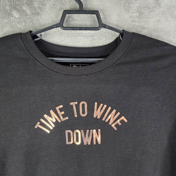 Womens Black Miken Flow Sweatshirt "Time To Wine Down" Long Sleeve Size XL - Picture 4 of 11